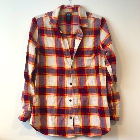 Roots 100% cotton flannel button up shirt xs - Picture 1 of 6